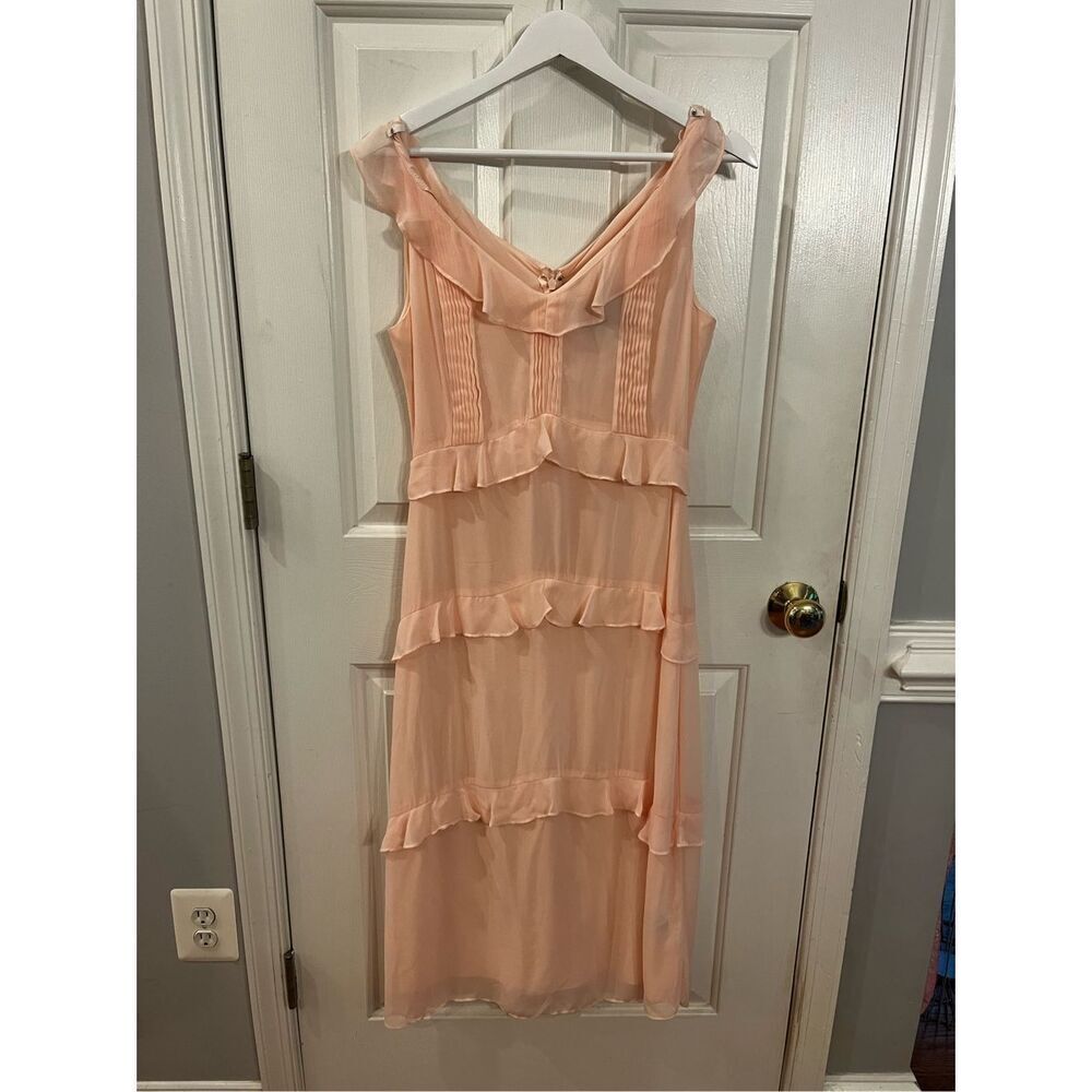 Nicole Miller Collection Peach Flouncy Retro Style Feminine Party Dress sz 6 EUC